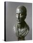 Green Schist Bust of Julius Caesar with Marble Eyes, Hellenistic Art, 1-50 A.D.-null-Stretched Canvas