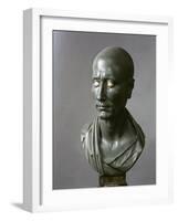 Green Schist Bust of Julius Caesar with Marble Eyes, Hellenistic Art, 1-50 A.D.-null-Framed Giclee Print