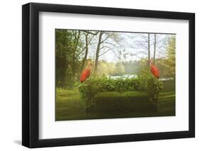 Green Sofa And Flamingos-Eleni Tzima-Framed Photographic Print