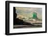 Green Stack-Large winter storm surf breaking off the Na Pali coast, Kauai, Hawaii-Mark A Johnson-Framed Photographic Print