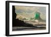 Green Stack-Large winter storm surf breaking off the Na Pali coast, Kauai, Hawaii-Mark A Johnson-Framed Photographic Print