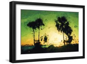 Green Sunset - In the Style of Oil Painting-Philippe Hugonnard-Framed Giclee Print