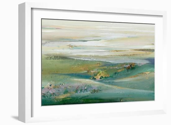 Green Sunset Pasture-null-Framed Art Print