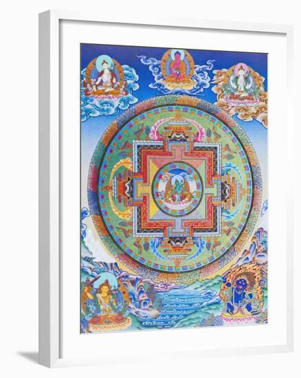 Green Tara Mandala depicting the maternal protector from all dangers in the ocean of existence-Nepalese School-Framed Giclee Print