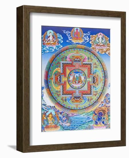 Green Tara Mandala depicting the maternal protector from all dangers in the ocean of existence-Nepalese School-Framed Giclee Print