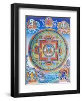 Green Tara Mandala depicting the maternal protector from all dangers in the ocean of existence-Nepalese School-Framed Giclee Print