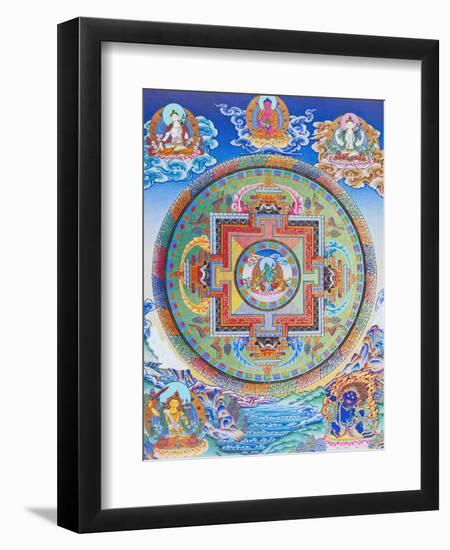 Green Tara Mandala depicting the maternal protector from all dangers in the ocean of existence-Nepalese School-Framed Giclee Print