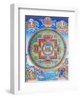 Green Tara Mandala depicting the maternal protector from all dangers in the ocean of existence-Nepalese School-Framed Giclee Print