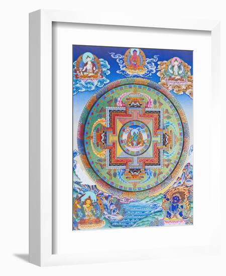 Green Tara Mandala depicting the maternal protector from all dangers in the ocean of existence-Nepalese School-Framed Giclee Print