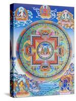 Green Tara Mandala depicting the maternal protector from all dangers in the ocean of existence-Nepalese School-Stretched Canvas