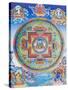 Green Tara Mandala depicting the maternal protector from all dangers in the ocean of existence-Nepalese School-Stretched Canvas