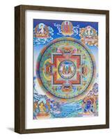 Green Tara Mandala depicting the maternal protector from all dangers in the ocean of existence-Nepalese School-Framed Giclee Print