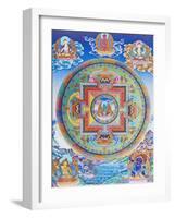 Green Tara Mandala depicting the maternal protector from all dangers in the ocean of existence-Nepalese School-Framed Giclee Print