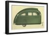 Green Tear-Drop Travel Trailer-null-Framed Art Print