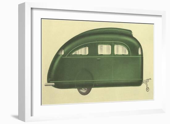 Green Tear-Drop Travel Trailer-null-Framed Art Print