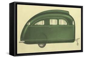 Green Tear-Drop Travel Trailer-null-Framed Stretched Canvas