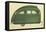 Green Tear-Drop Travel Trailer-null-Framed Stretched Canvas