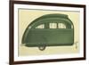 Green Tear-Drop Travel Trailer-null-Framed Art Print