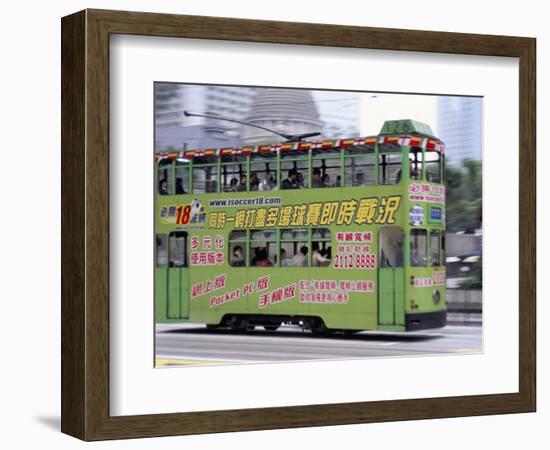 Green Tram, Central, Hong Kong Island, Hong Kong, China-Amanda Hall-Framed Photographic Print