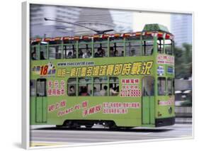 Green Tram, Central, Hong Kong Island, Hong Kong, China-Amanda Hall-Framed Photographic Print
