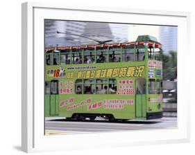 Green Tram, Central, Hong Kong Island, Hong Kong, China-Amanda Hall-Framed Photographic Print