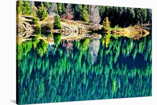 Green Trees Gold Lake Reflection Snoqualmie Pass, Washington State-William Perry-Stretched Canvas