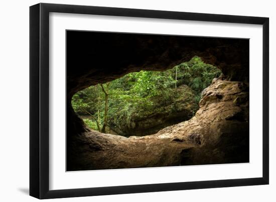 Green Trees View from the inside of the Cave-mazzzur-Framed Photographic Print