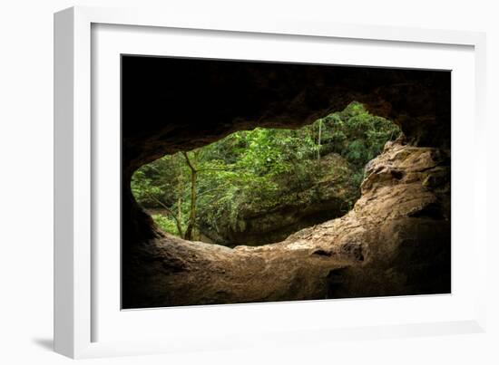 Green Trees View from the inside of the Cave-mazzzur-Framed Photographic Print