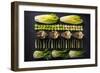 Green Vegetables Cut in Halves, Flat Lay Design on Dark Background, Symmetric-Marcin Jucha-Framed Photographic Print