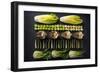 Green Vegetables Cut in Halves, Flat Lay Design on Dark Background, Symmetric-Marcin Jucha-Framed Photographic Print