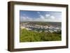 Green vegetation frames the medieval town and harbour, Bonifacio, Corsica, France, Mediterranean, E-Roberto Moiola-Framed Photographic Print