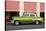 Green vintage American car parked in front of cafe, Cienfuegos, Cuba-Ed Hasler-Stretched Canvas