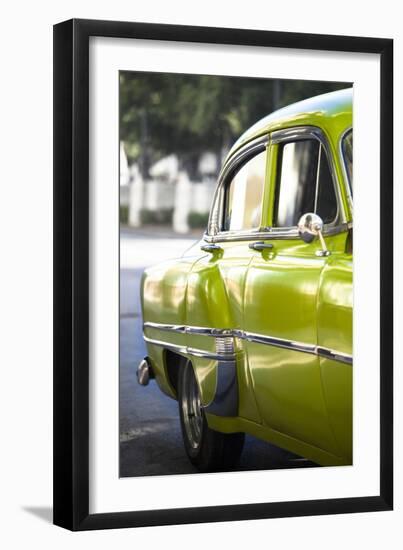 Green Vintage American Car Parked on a Street in Havana Centro-Lee Frost-Framed Premium Photographic Print