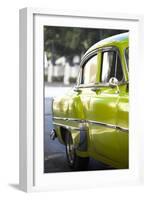 Green Vintage American Car Parked on a Street in Havana Centro-Lee Frost-Framed Photographic Print