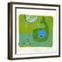 Green Whale Monoprint-Wyanne-Framed Giclee Print