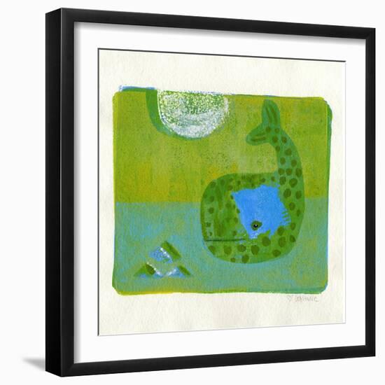 Green Whale Monoprint-Wyanne-Framed Giclee Print