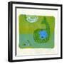 Green Whale Monoprint-Wyanne-Framed Giclee Print