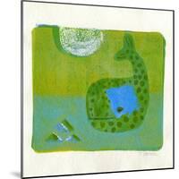 Green Whale Monoprint-Wyanne-Mounted Giclee Print