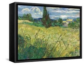 Green Wheat Field with Cypress-Vincent van Gogh-Framed Stretched Canvas