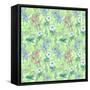 Green Wild Flowers Seamless Pattern-nad_o-Framed Stretched Canvas