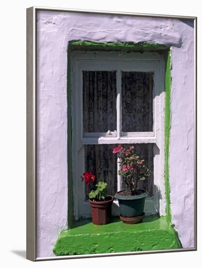 Green Window in Traditional House, Cashel, County Tipperary, Munster, Republic of Ireland, Europe-Patrick Dieudonne-Framed Photographic Print