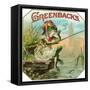 Greenbacks Brand Cigar Box Label-Lantern Press-Framed Stretched Canvas