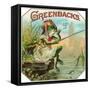 Greenbacks Brand Cigar Box Label-Lantern Press-Framed Stretched Canvas