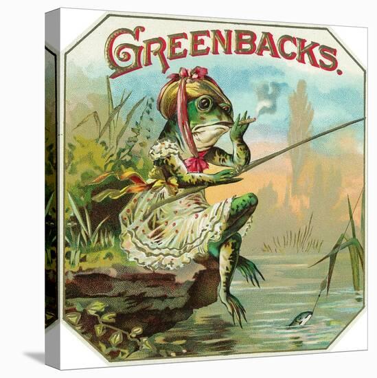 Greenbacks Brand Cigar Box Label-Lantern Press-Stretched Canvas