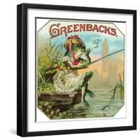 Greenbacks Brand Cigar Box Label-Lantern Press-Framed Art Print