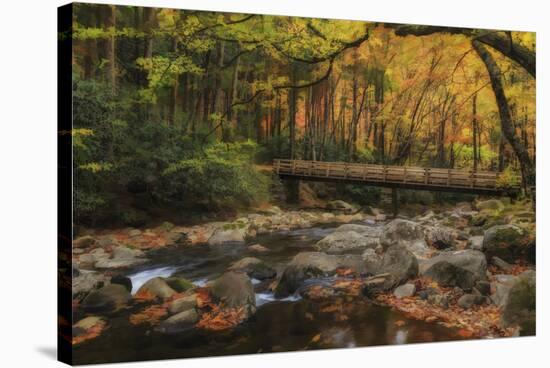 Greenbrier Bridge With Stream Watercolor-Galloimages Online-Stretched Canvas