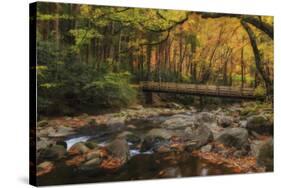 Greenbrier Bridge With Stream Watercolor-Galloimages Online-Stretched Canvas