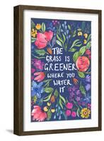 Greener Grass (Blue Background)-Elizabeth Rider-Framed Giclee Print