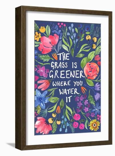 Greener Grass (Blue Background)-Elizabeth Rider-Framed Giclee Print