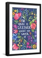 Greener Grass (Blue Background)-Elizabeth Rider-Framed Giclee Print